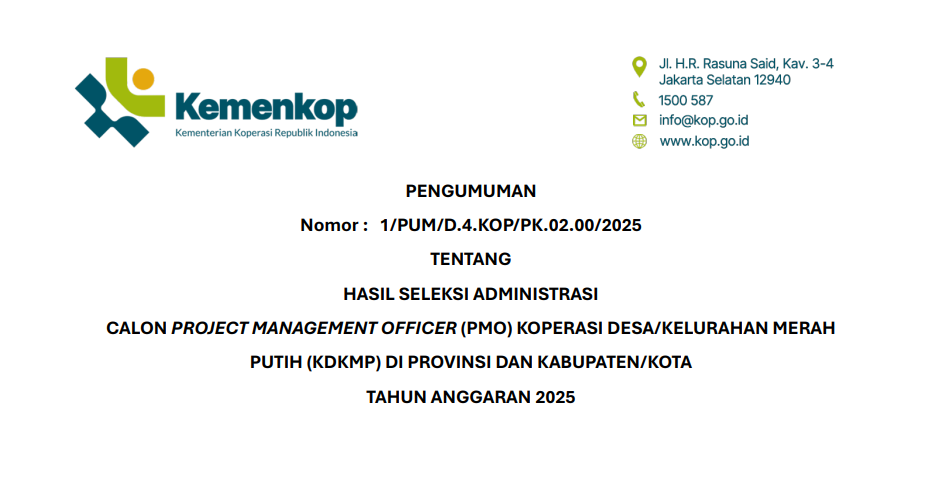 Pengumuman PMO Kemenkop