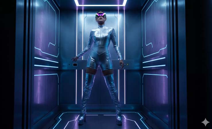 Hasil editan Google Gemini AI membuat foto dengan latar lift yang lagi viral.