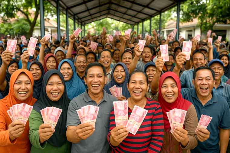 ILUSTRASI warga menerima bansos.