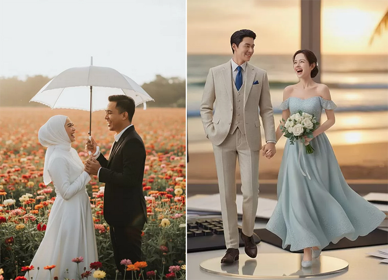 Contoh foto prewed hasil editan Google Gemini.