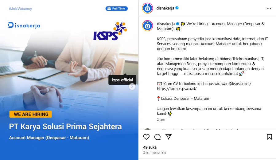 Info loker Denpasar dan Mataram.