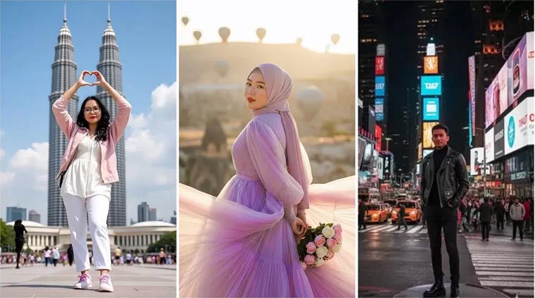Hasil gambar menggunakan prompt foto AI liburan. Tanpa perlu pergi, hasilnya bikin kamu seakan-akan ada di sana.