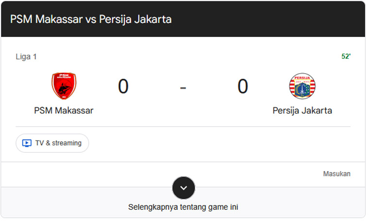 Hasil babak pertama PSM Makassar vs Persija Jakarta, Senin (21/9).