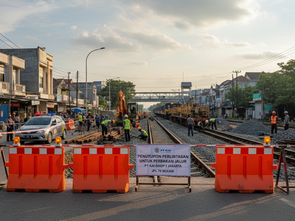 PT KAI Daop 1 Jakarta tutup perlintasan JPL 78 Bekasi.