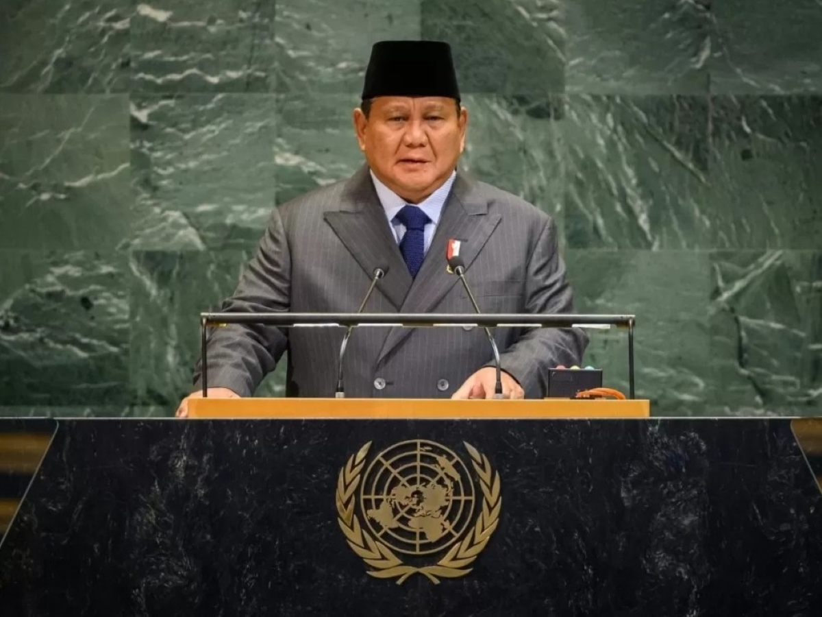 Presiden Prabowo Subianto kembali ke podium PBB.