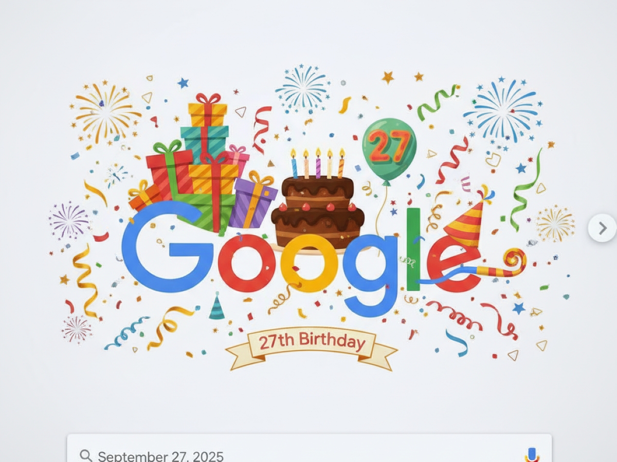 Google rayakan ulang tahun ke-27 pada 27 September 2025 dengan Doodle spesial.