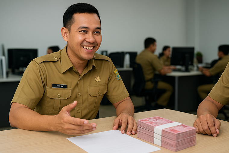 ILUSTRASI ASN menerima kenaikan gaji plus tunjangan yang juga ikut naik.