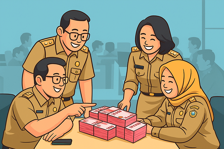ILUSTRASI ASN menghitung gaji usai resmi dinaikkan melalui Perpres 79 Tahun 2025.