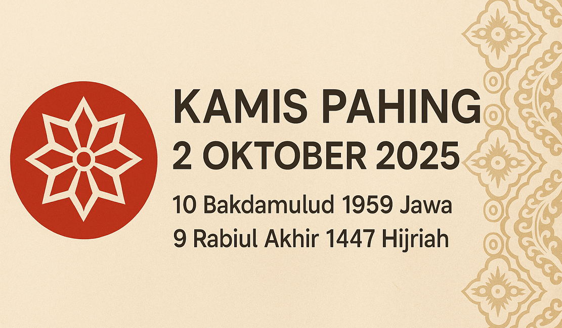 Kalender Jawa Hari ini, Kamis Pahing Oktober 2025.