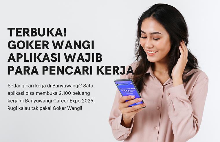 ILUSTRASI pencari kerja sedang membuka aplikasi Goker Wangi