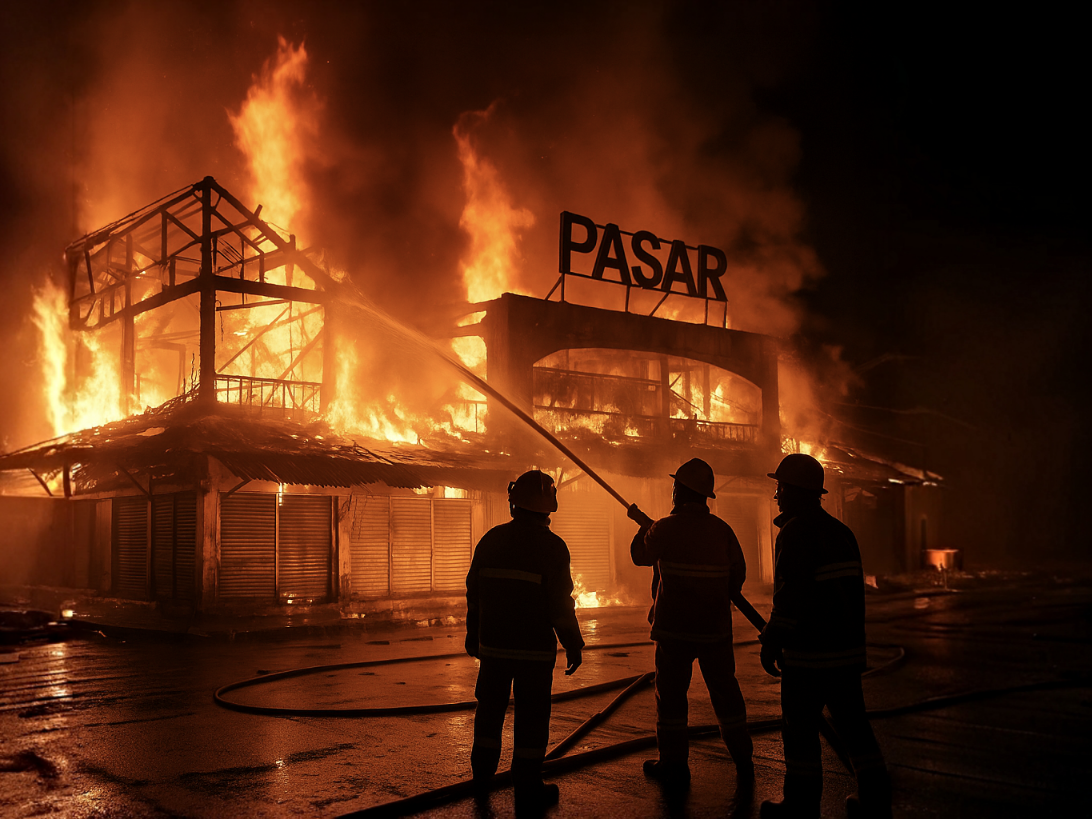 Ilustrasi kebakaran pasar.