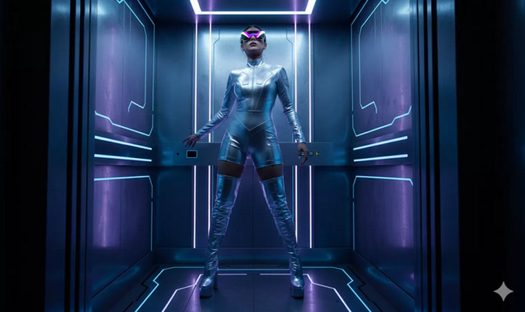 Hasil Gemini AI membuat foto dengan latar lift yang lagi viral.