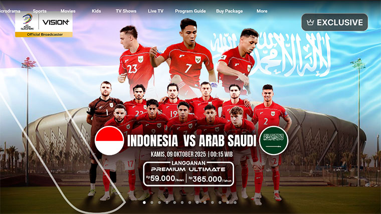 Tangkapan layar laman link streaming Indonesia vs Arab Saudi.