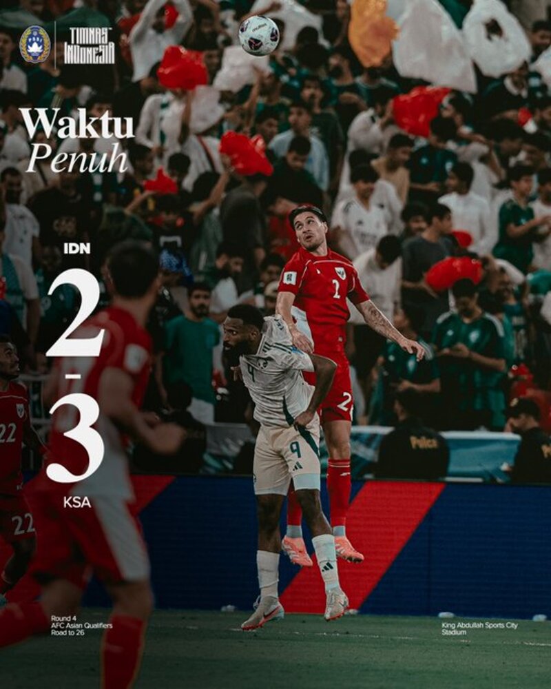 MASIH ADA CELAH: Peluang timnas Indonesia lolos ke ronde berikutnya belum tertutup usai takluk dari Arab Saudi