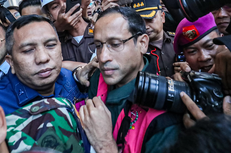 Mantan Menteri Pendidikan, Kebudayaan, Riset dan Teknologi 2019-2024 Nadiem Makarim resmi di tahan Kejaksaan Agung, Jakarta, Kamis (4/9/2025).