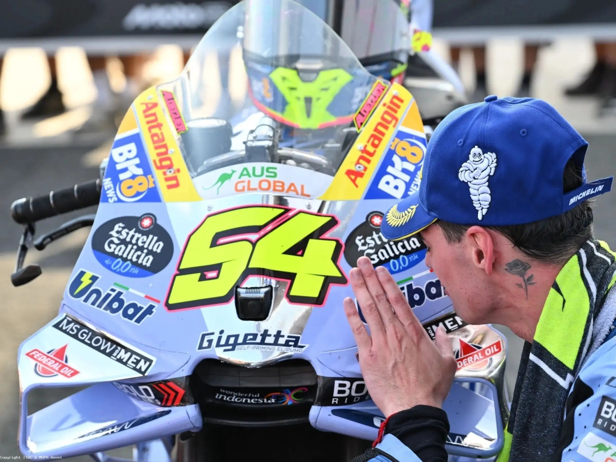 Pembalap MotoGP, Fermin Aldeguer memenangkan race di Sirkuit Mandalika.