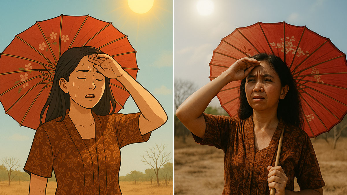 ILUSTRASI cuaca panas landa Indonesia.