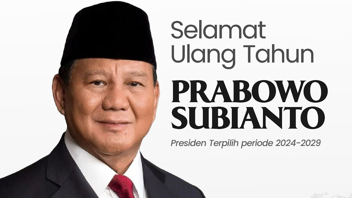 Presiden Republik Indonesia Prabowo Subianto hari ini, Jumat (17/10/2025), genap berusia 74 tahun.