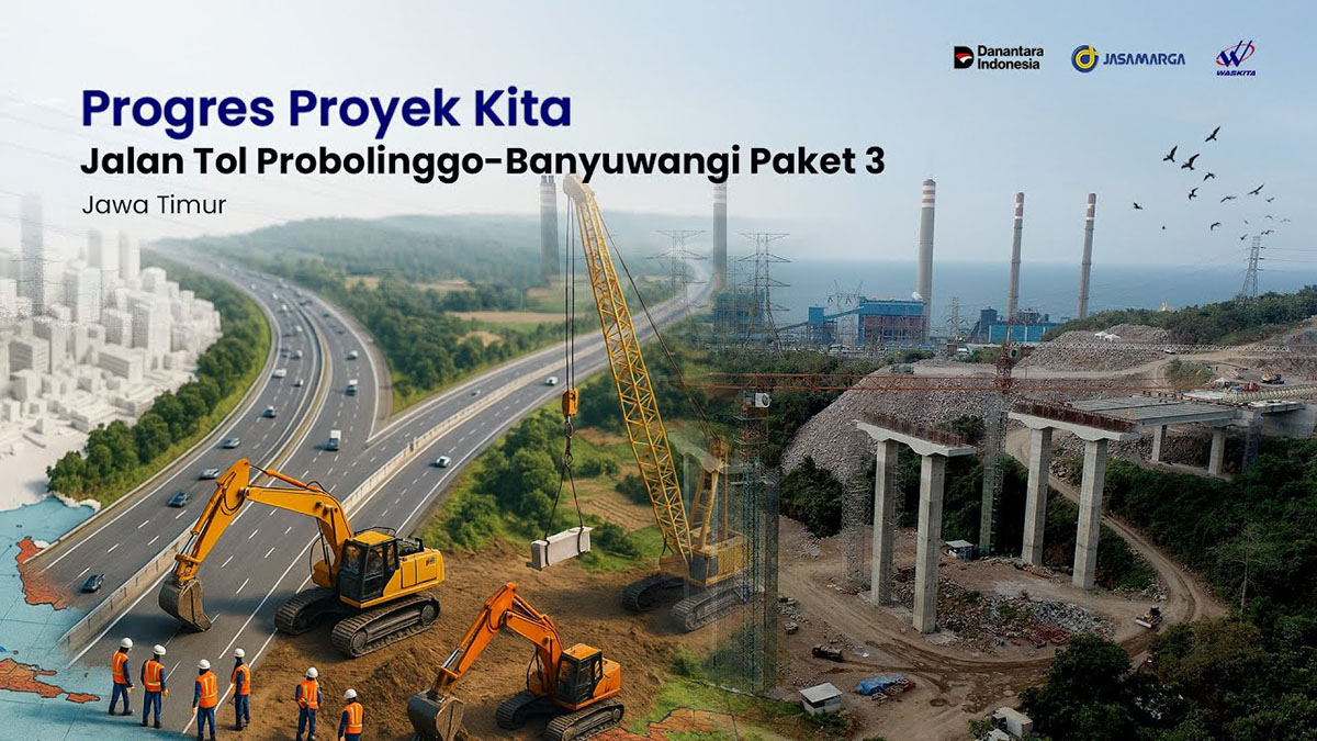 ILUSTRASI progres proyek jalan tol Probolinggo Banyuwangi Paket 3 di Paiton.