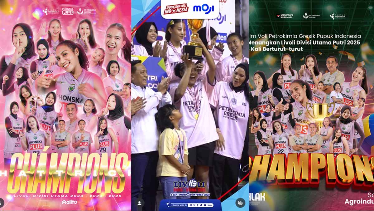 Petrokimia Gresik menahbiskan menjadi juara Livoli Divisi Utama tiga edisi berturut-turut.