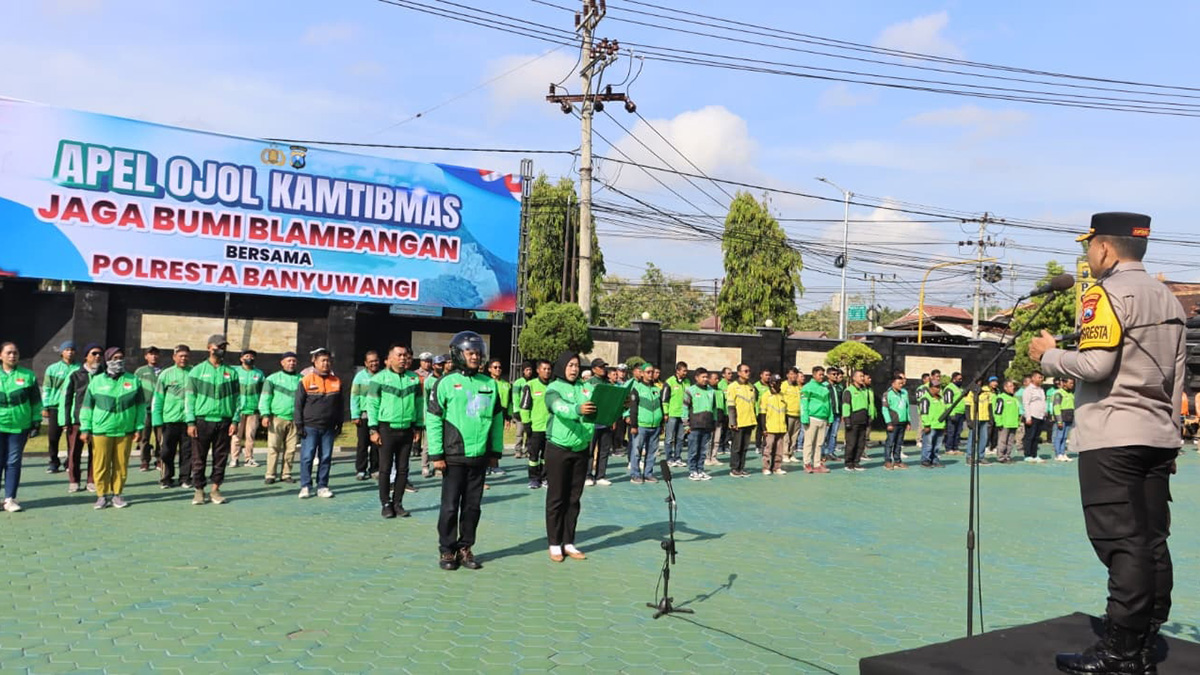 Apel Ojol Kamtibmas Jaga Bumi Blambangan, Polresta Banyuwangi Ajak Komunitas Ojol Wujudkan Keamanan dan Kepedulian Lingkungan