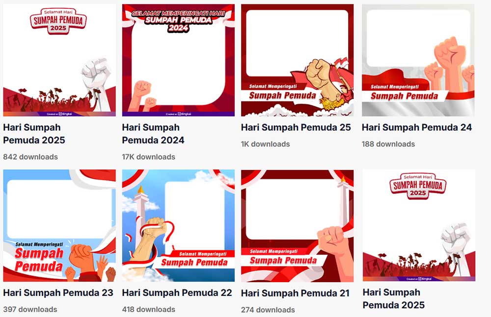 bingkai foto keren bertema Sumpah Pemuda melalui platform Bingkai.id