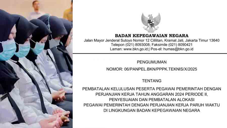 ILUSTRASI PPPK dan tangkapan layar SK pembatalan PPPK oleh BKN.