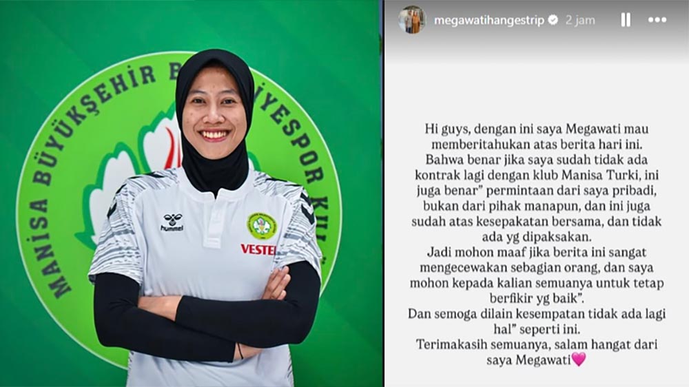 Megawati Hangestri dan klarifikasinya di instagram usai diputus kontrak Manisa BBSK Turki.