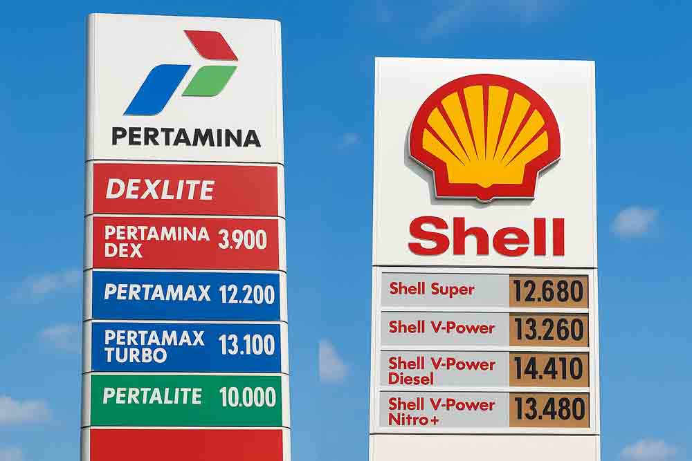 ILUSTRASI perbandingan harga BBM di Pertamina dan Shell mulai 1 November 2025.