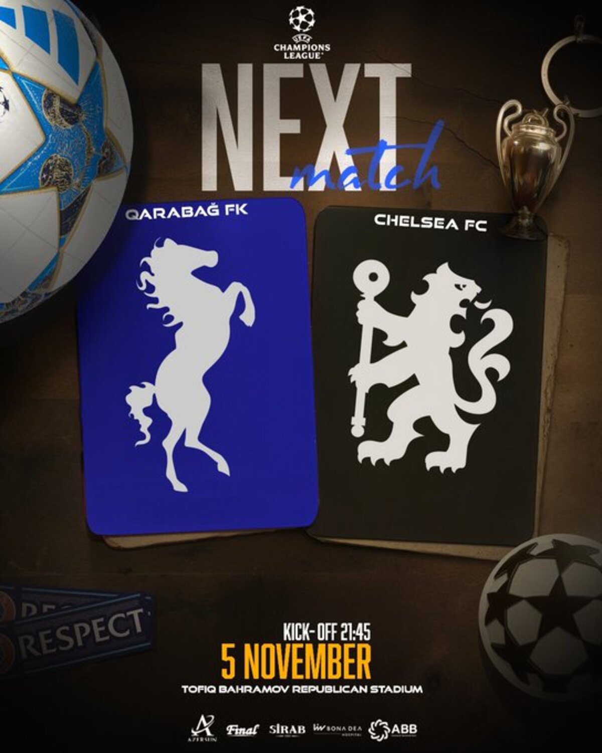 LAGA MENENTUKAN: Qarabag FK akan menjamu raksasa Inggris Chelsea dalam lanjutan Liga Champions