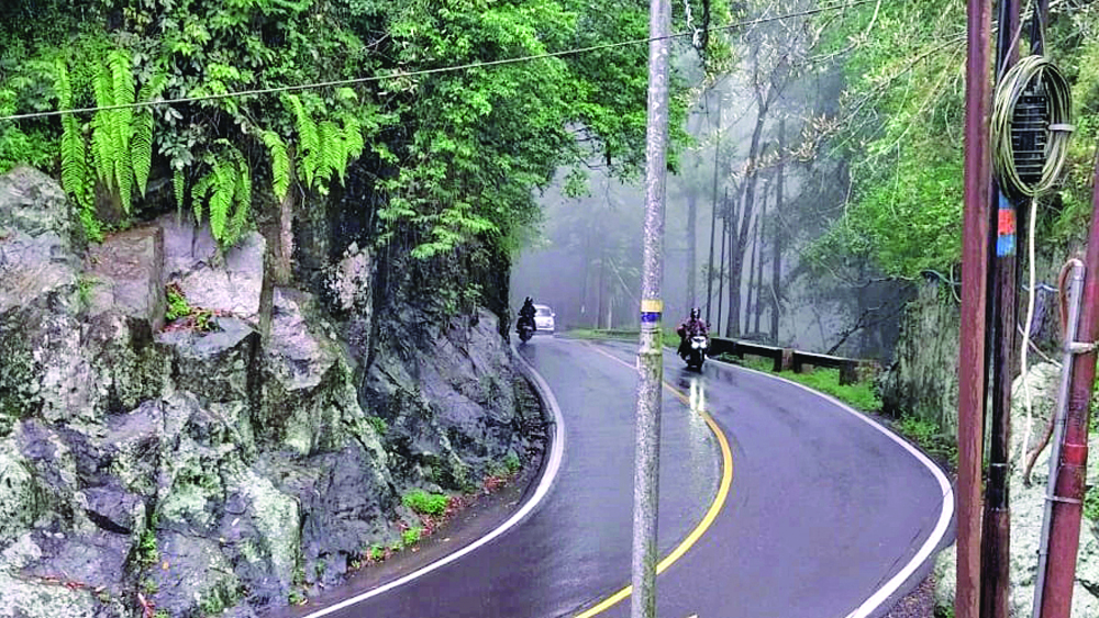 BERKABUT: Kabut tebal menyelimuti jalan raya di Gunung Gumitir, Minggu (9/11).