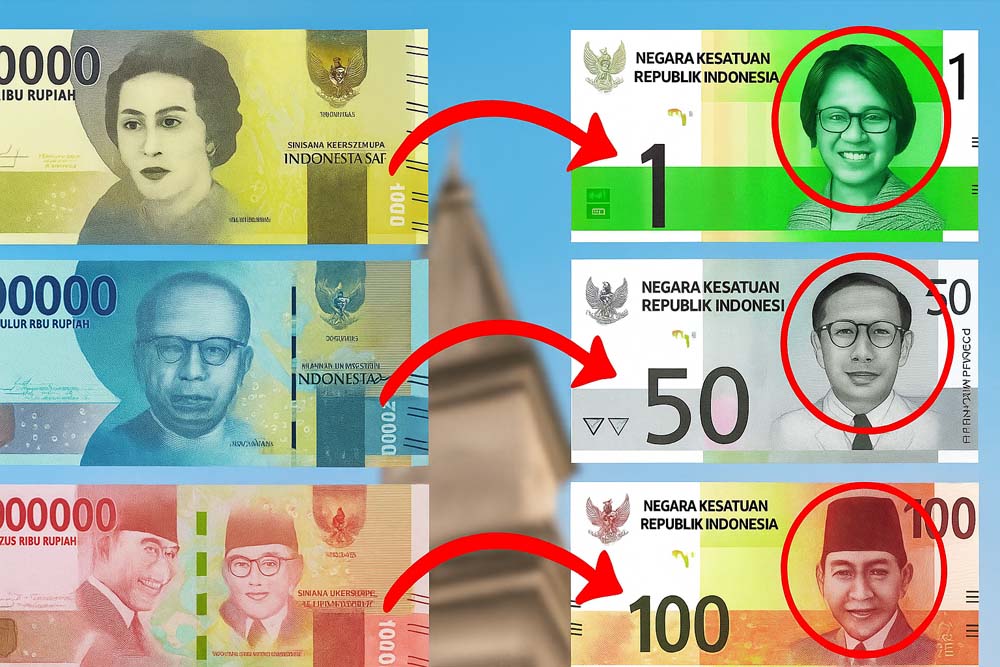 ILUSTRASI redenominasi rupiah era Purbaya. Uang Rp10.000 akan berubah menjadi Rp10.