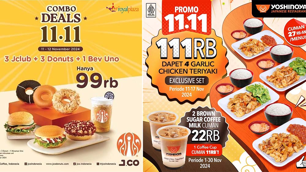 Promo 11.11 banjir diskon! Nikmati potongan harga makanan & minuman dari JCO, Marugame, Raa Cha, Chatime, hingga Family Mart.