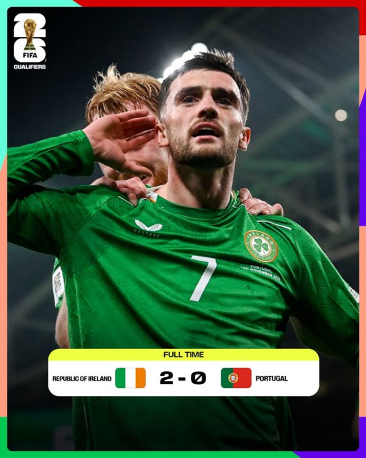 MENANG: Republik Irlandia menundukkan Portugall