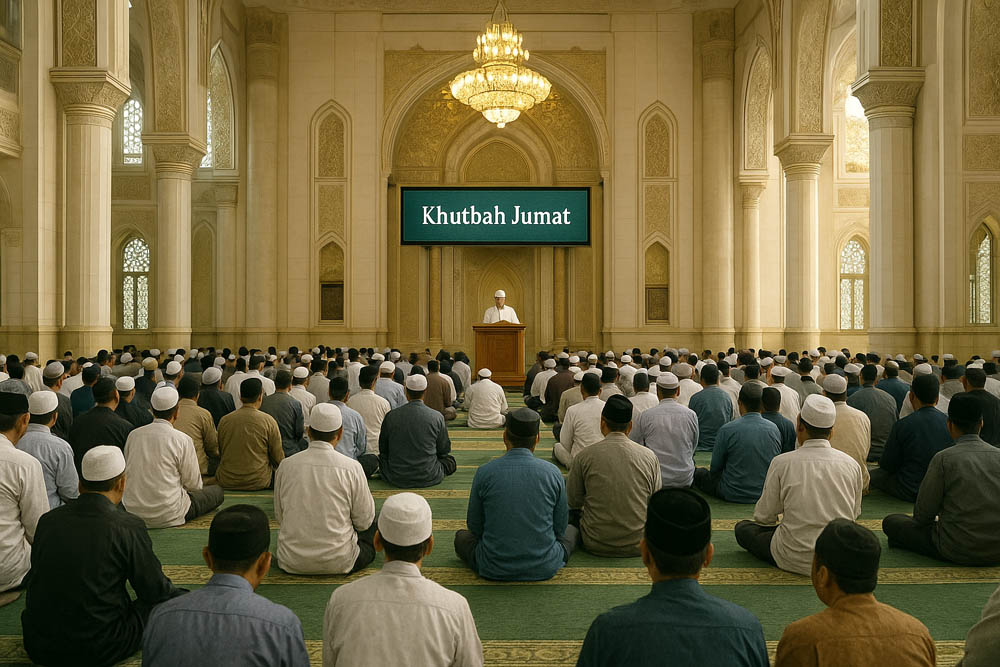 Ilustrasi suasana sholat Jumat.