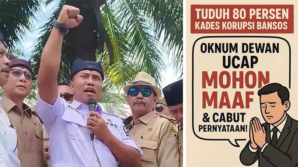 Suwito minta maaf terkait pernyataannya yang menyinggung Kepala Desa yang berujung demo di DPRD Banyuwangi, Senin (17/11).