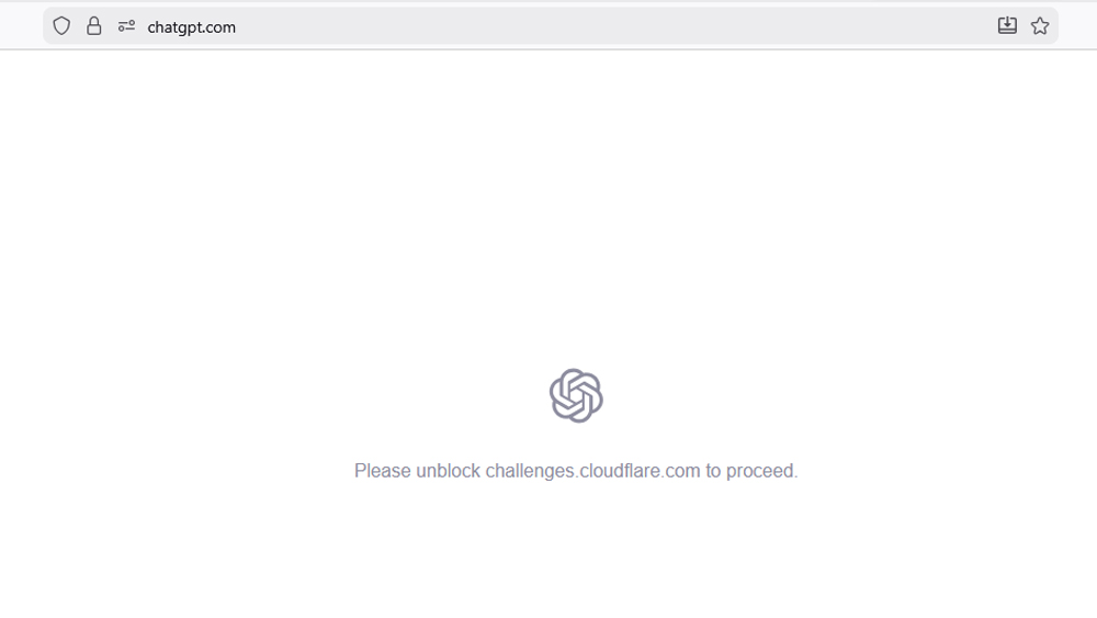 Tampilan ChatGPT tumbang gegara Cloudflare Down.