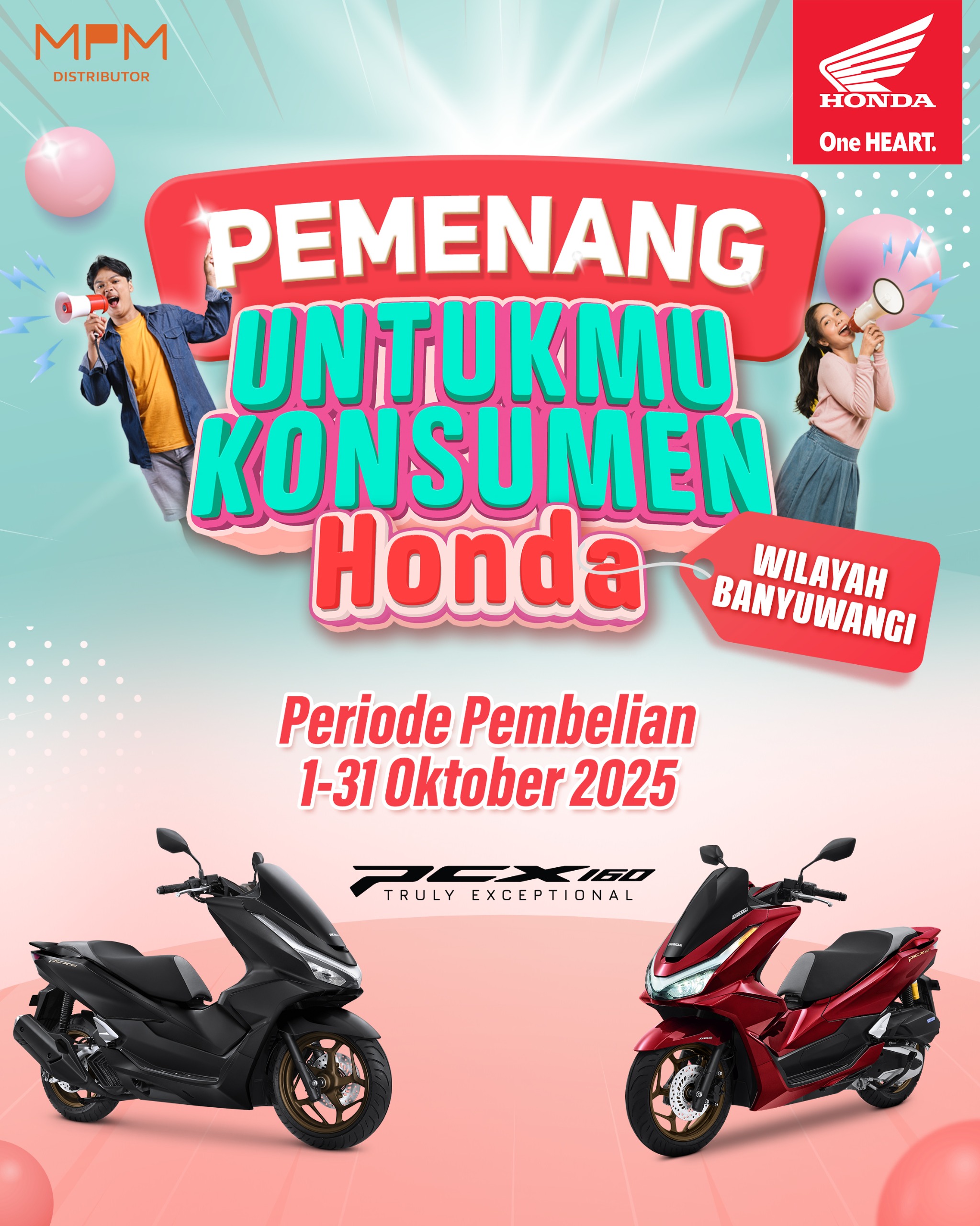 Program undian Honda Banyuwangi 2025 hadirkan hadiah Honda PCX160.