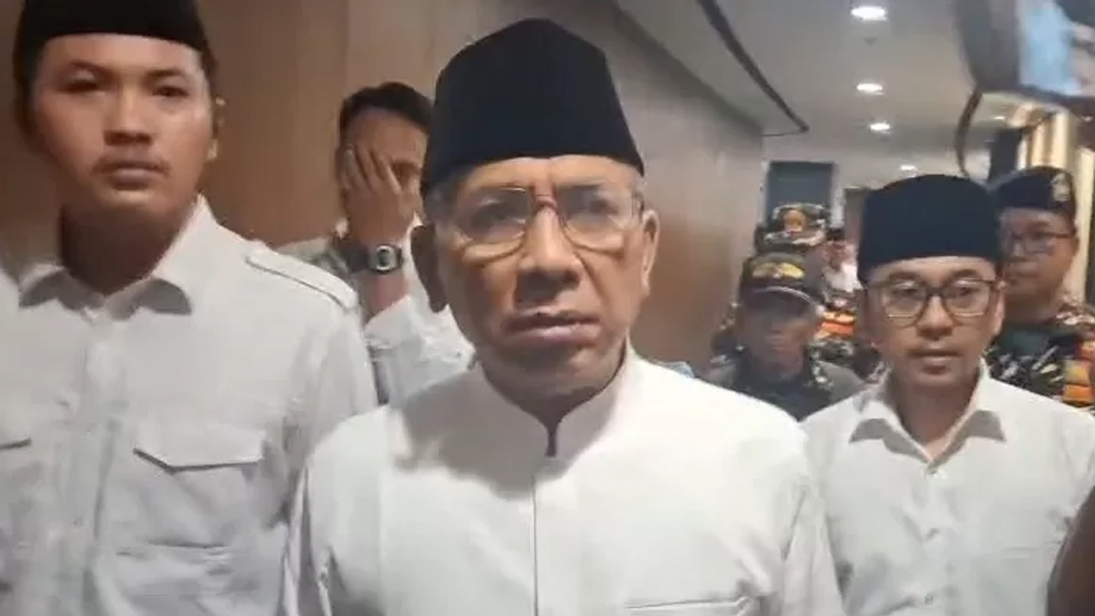 Ketum PBNU, Gus Yahya saat menghadiri rakor PWNU se-Indonesia di Surabaya.