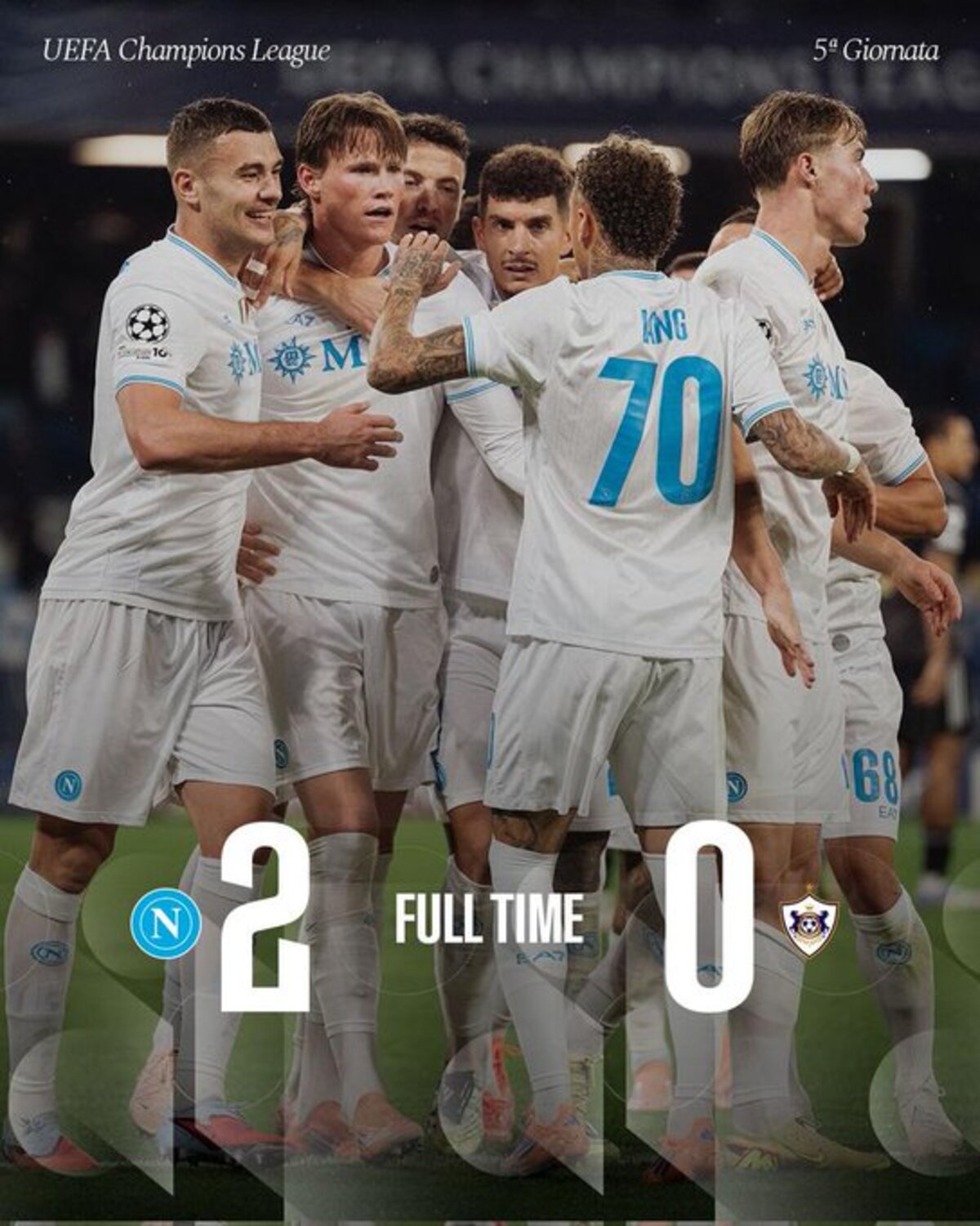 TIGA ANGKA: Napoli mendukang tiga poin di Liga Champions atas Qarabag FK
