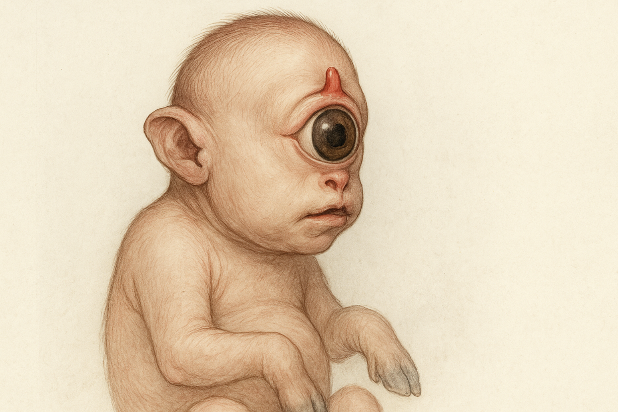 Penyebab hewan lahir dengan satu mata, penjelasan medis fenomena Cyclops.