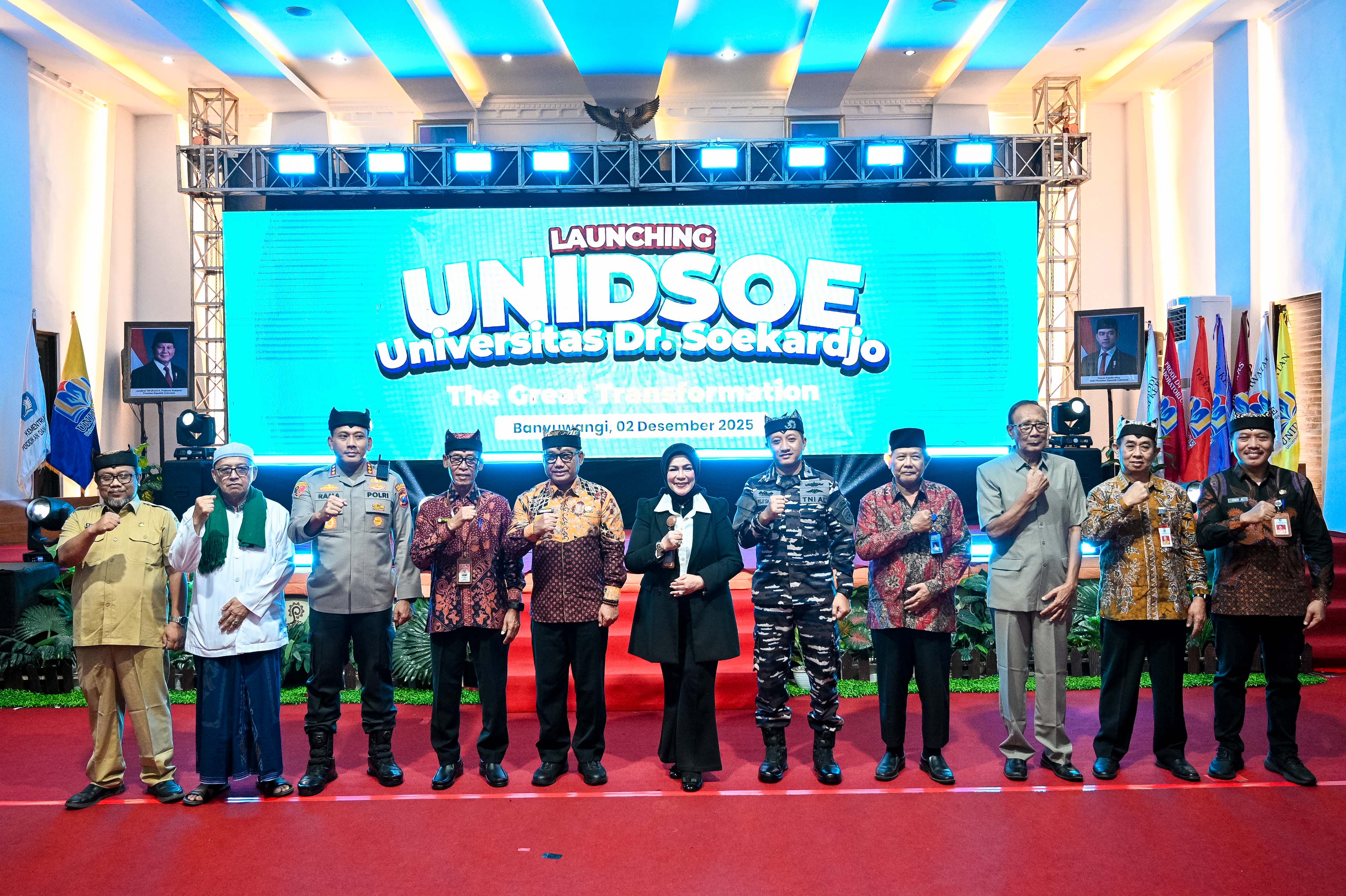 Rektor Unidsoe Dr H Soekardjo bersama jajaran Forkopimda dan tokoh lintas elemen.