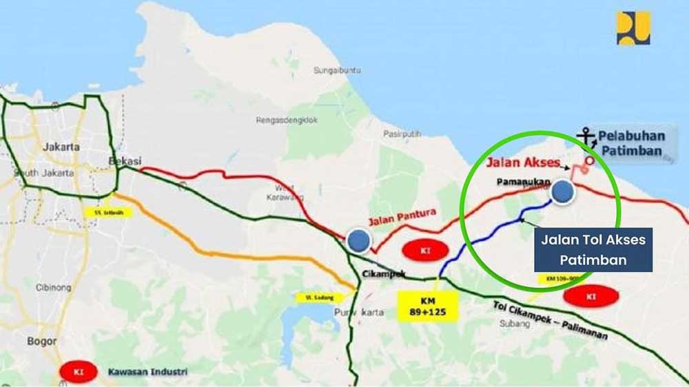 Peta Jalan Tol Akses ke Pelabuhan Patimban.
