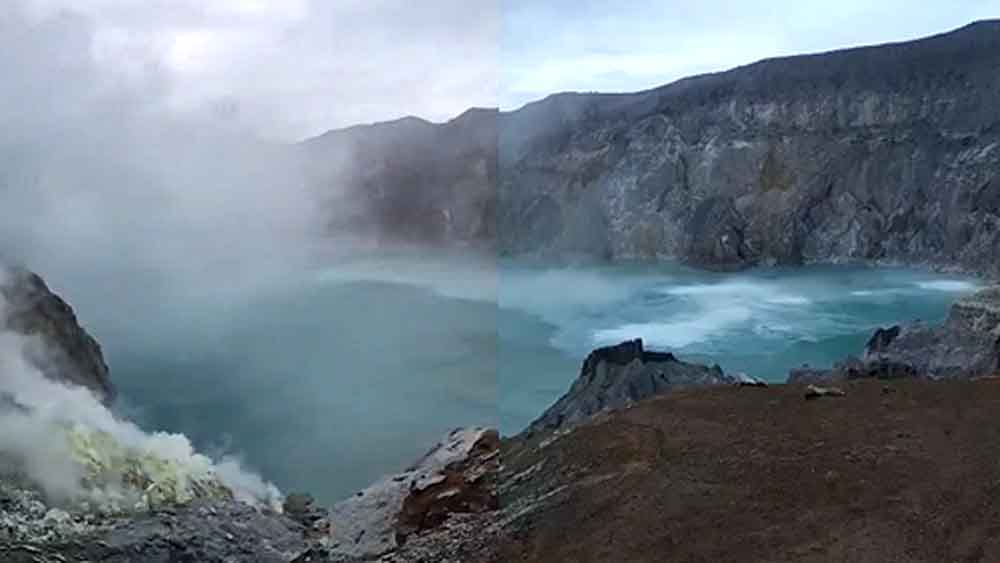 Bualan gas beracun terjadi di Kawah Ijen pada 26 Desember 2025. Pengelola melarang wisatawan turun ke dasar kawah demi keselamatan.