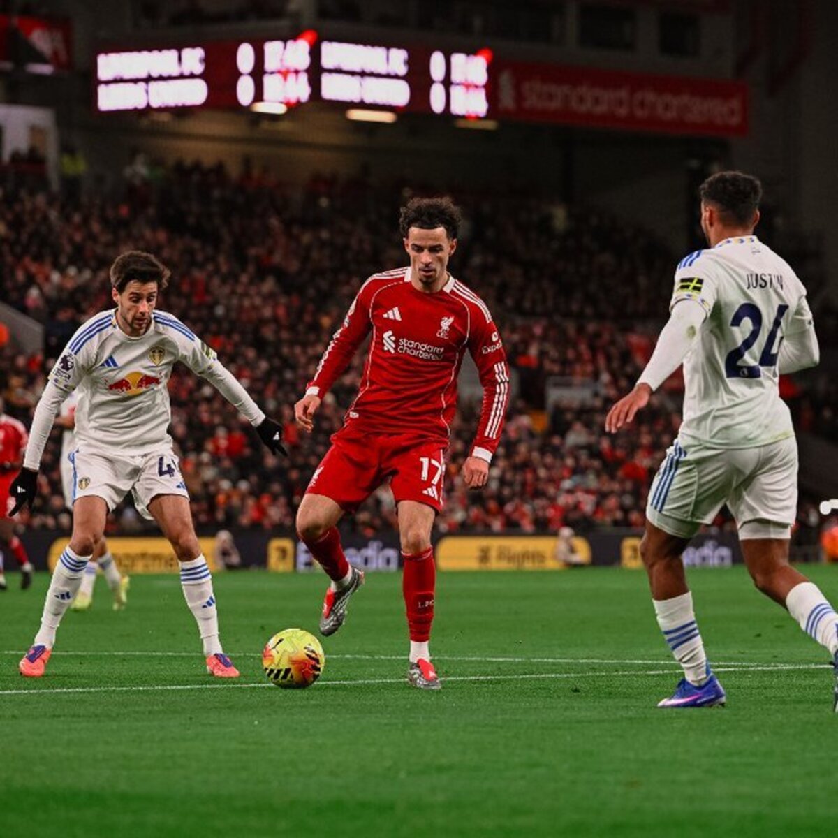 DOMINASI: Livepool gagal catatkan kemenangan atas Leeds United di Anfield