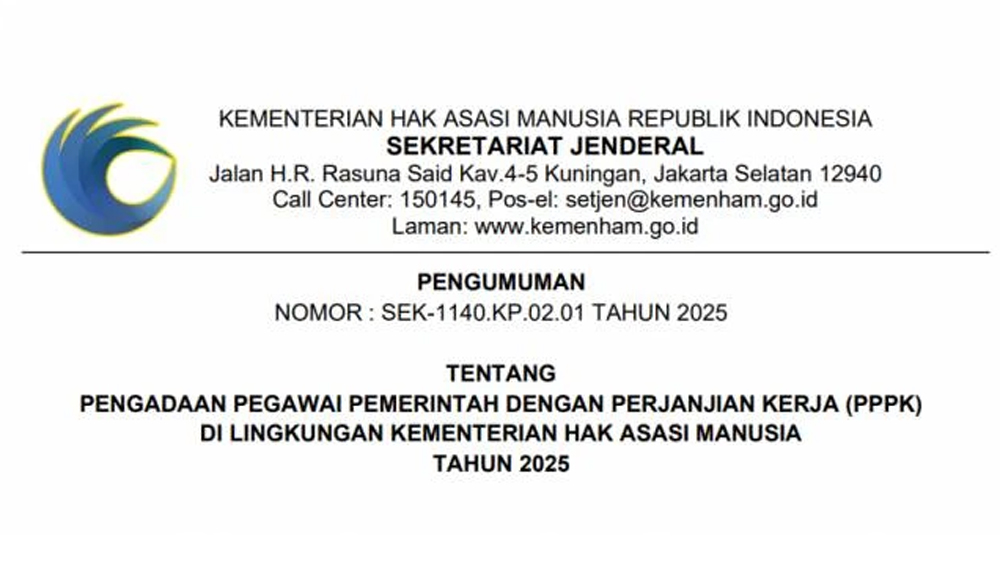 Pengumuman rekrutmen PPPK Kementerian HAM 2025.