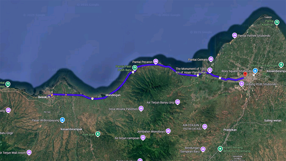 ILUSTRASI peta jalan tol Prosiwangi rute Besuki-Situbondo Kota.