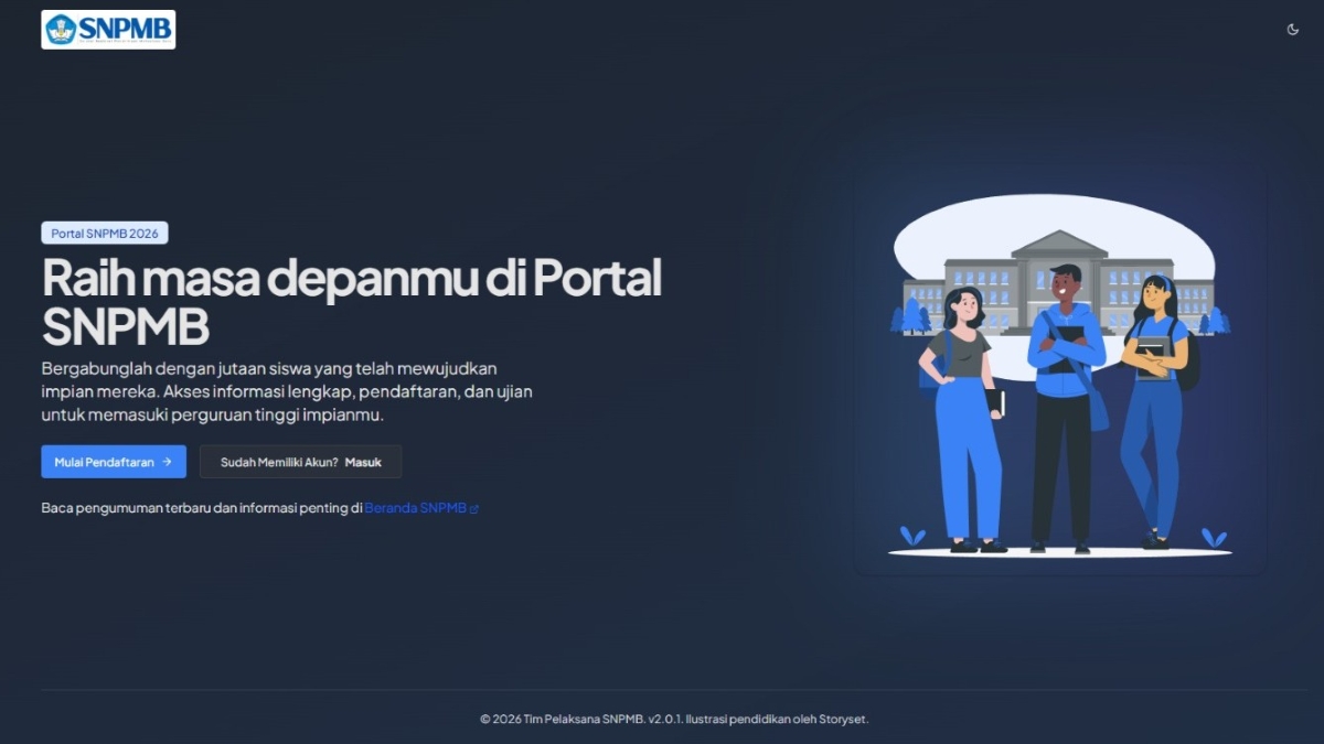 Registrasi akun SNPMB 2026 resmi dibuka.