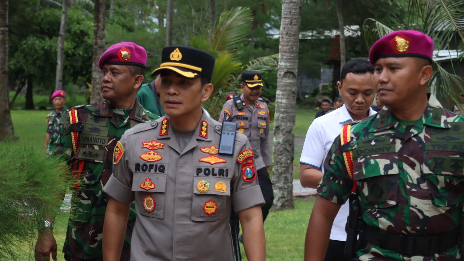 Sinergi TNI-Polri di Banyuwangi semakin solid lewat kunjungan Kapolresta ke Puslatpurmar 7 Lampon.