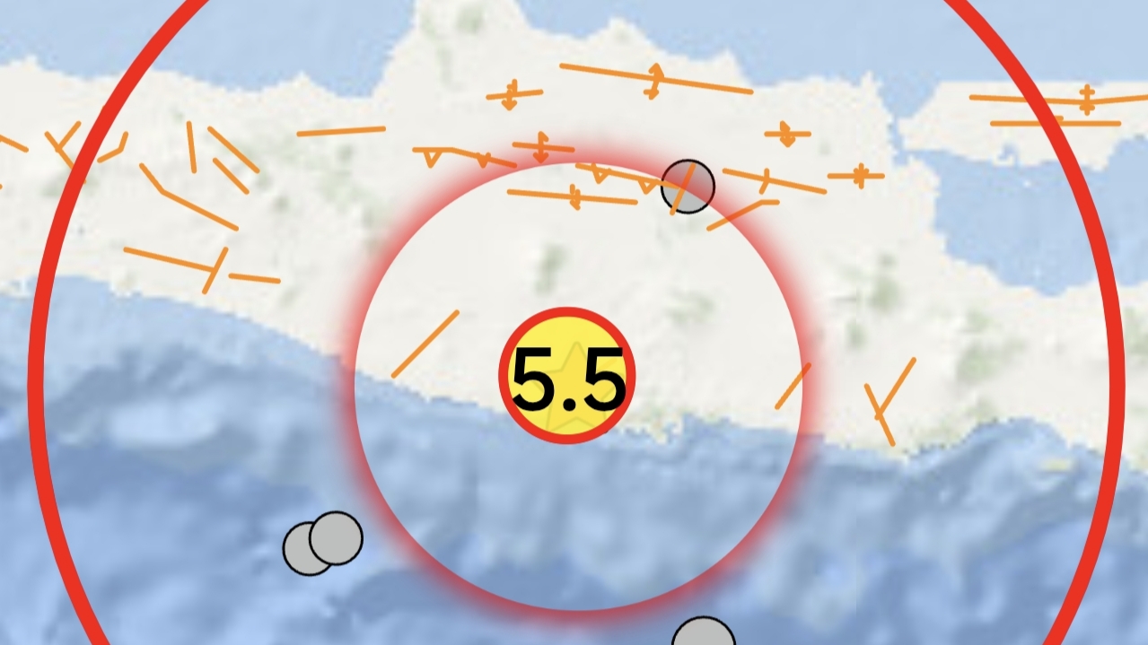 Gempa Magnitudo 5,5 mengguncang Pacitan, Jawa Timur, Selasa (27/1/2026).
